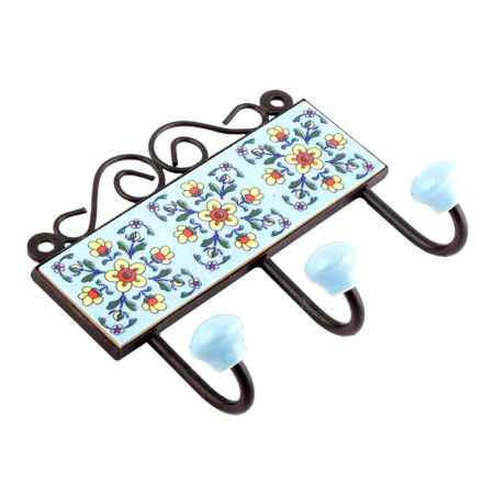  Turquoise Yellow Flower Tiles Hooks 